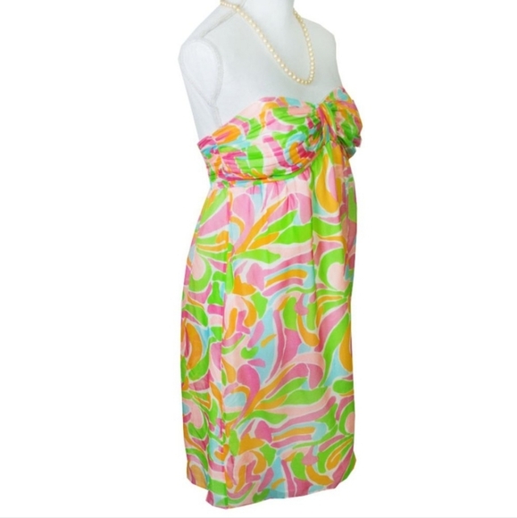 Shoshanna 100% Silk Strapless Floral Mini Summer Dress Size 0 Women's - Picture 2 of 13